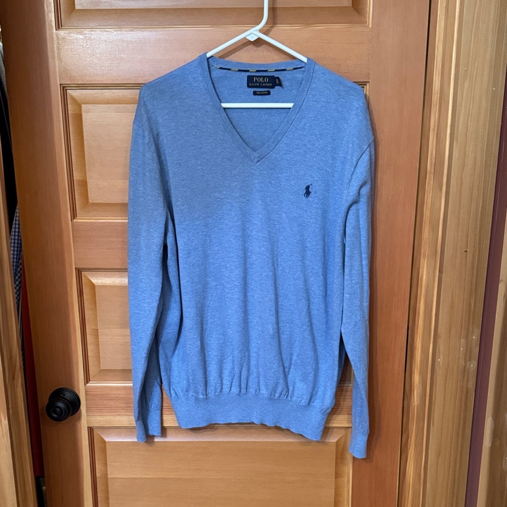 Ralph Lauren Men's V-Neck Sweater in Light Blue